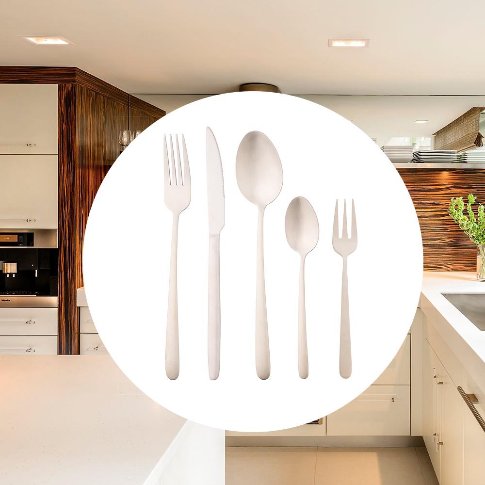 Faqueiro com 30 peças de aço inox Viena champanhe fosco