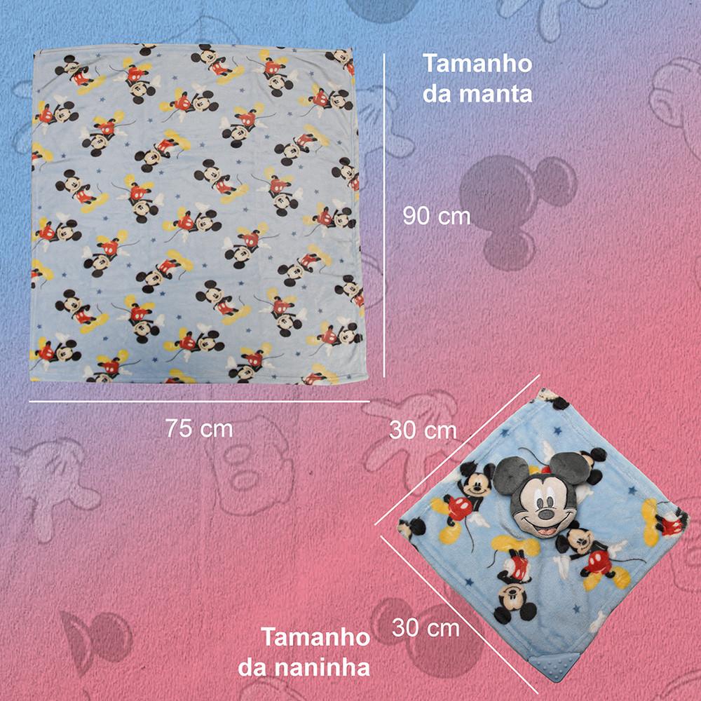 Kit Manta E Naninha Disney Baby Mickey Ou Minnie 75x90Cm Jolitex