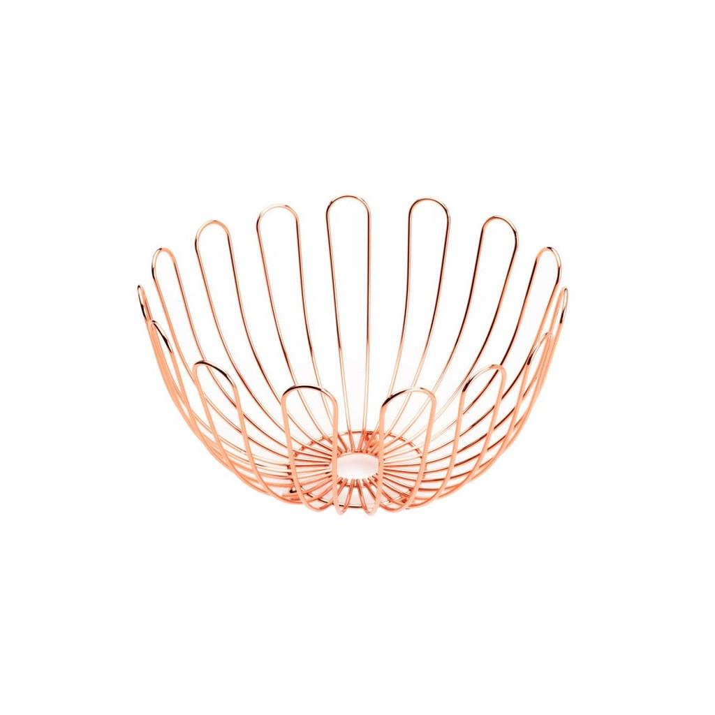 Fruteira de ferro cromado rosé 33x19cm