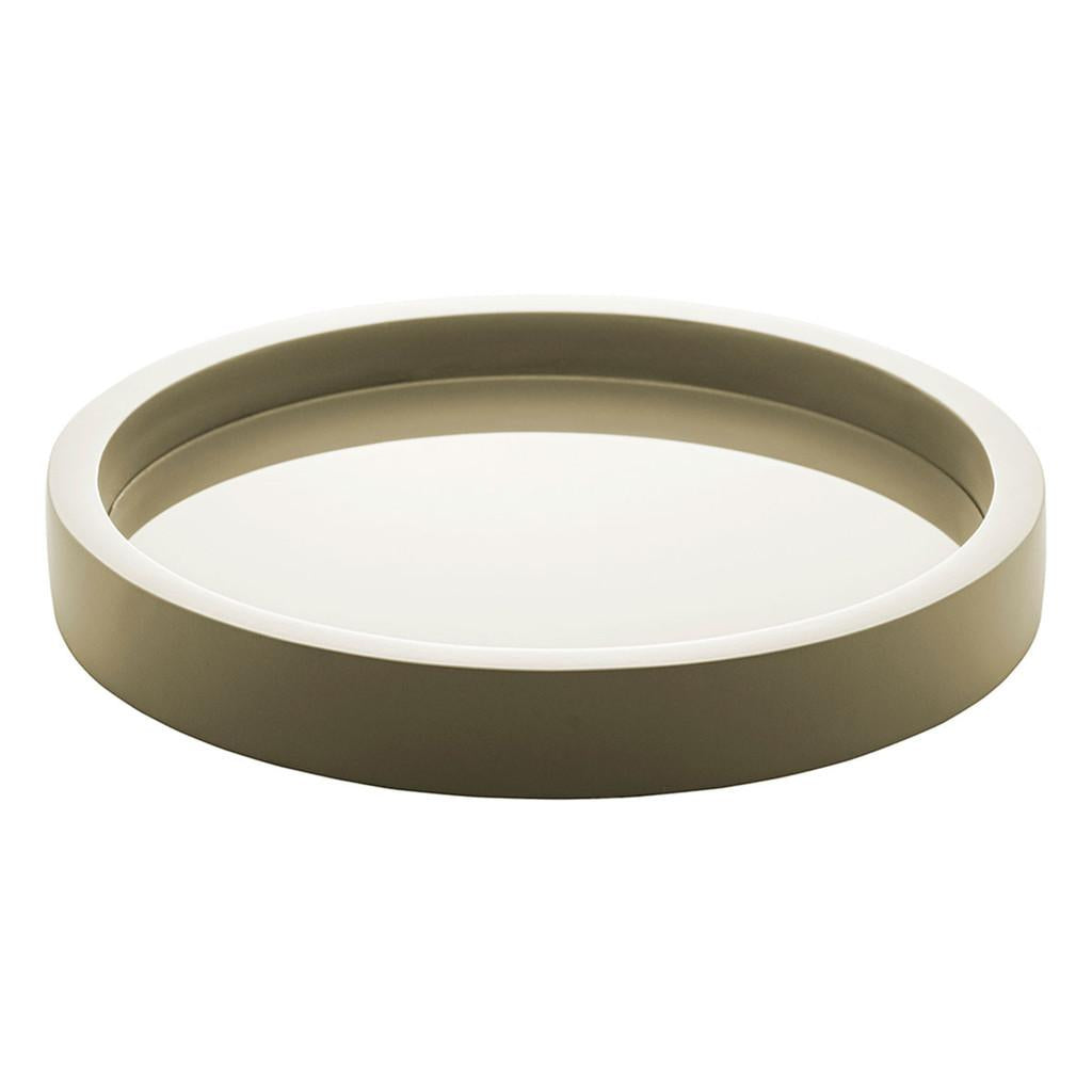 Bandeja circular em madeira laqueada com vidro 34x4cm - Menta