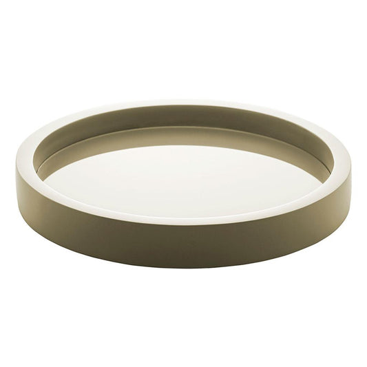 Bandeja circular em madeira laqueada com vidro 34x4cm - Menta