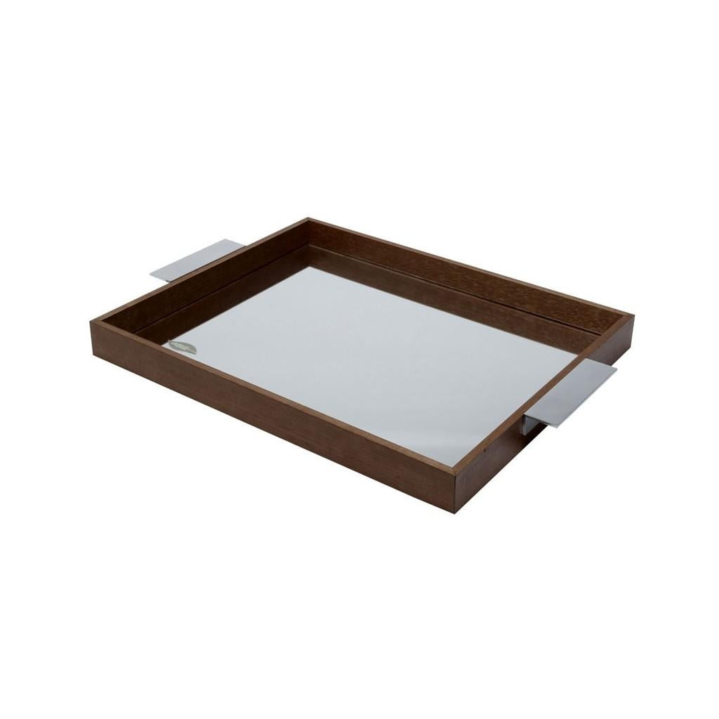 Bandeja Naturals em madeira com espelho 35x25x5cm