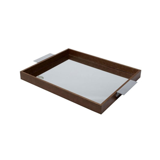 Bandeja Naturals em madeira com espelho 35x25x5cm
