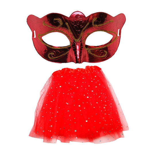 Kit Máscara De Carnaval Mais Saia De Tule 40cm Look Perfeito