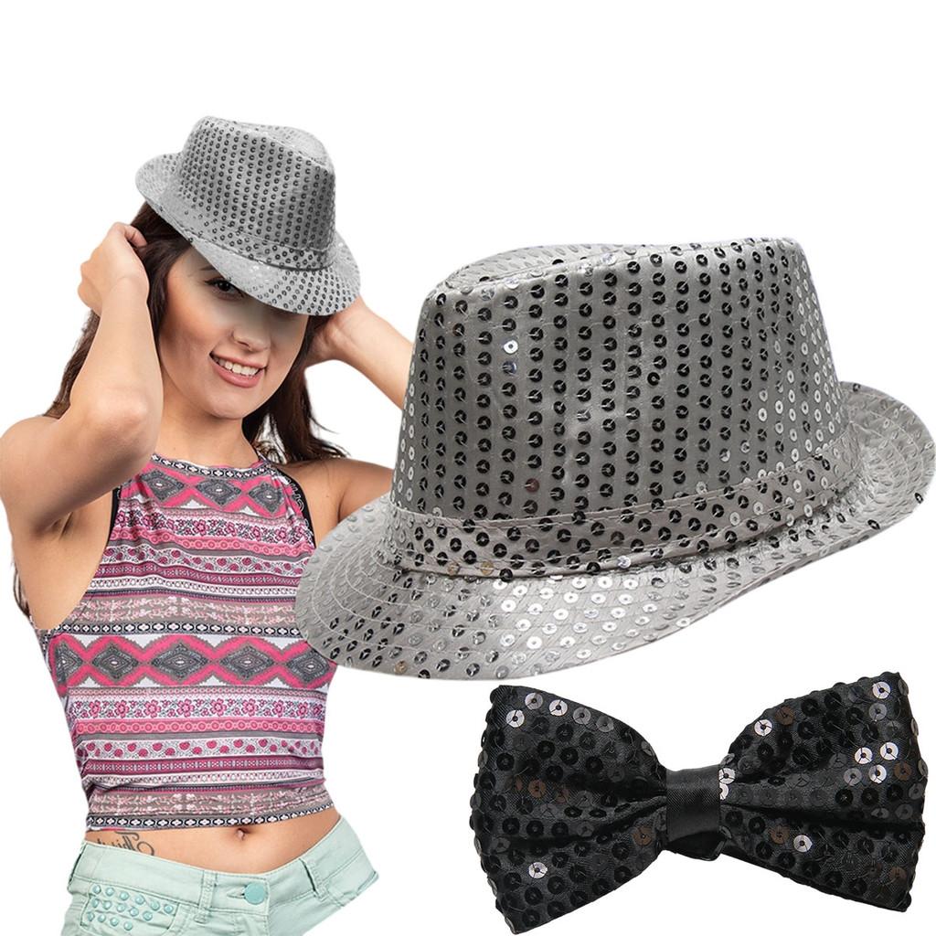 Chapéu Malandro Carnaval Mais Gravata Borboleta Look Brilhante