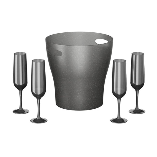 Kit Celebration Cooler + 4 Taças de espumante - Chumbo