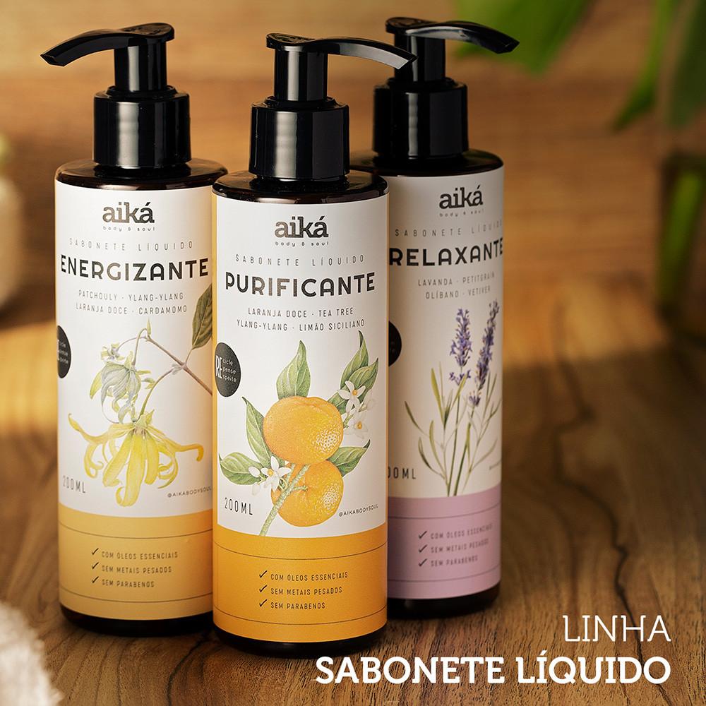 Sabonete Líquido Natural Com Óleos Essenciais 200ml Aiká