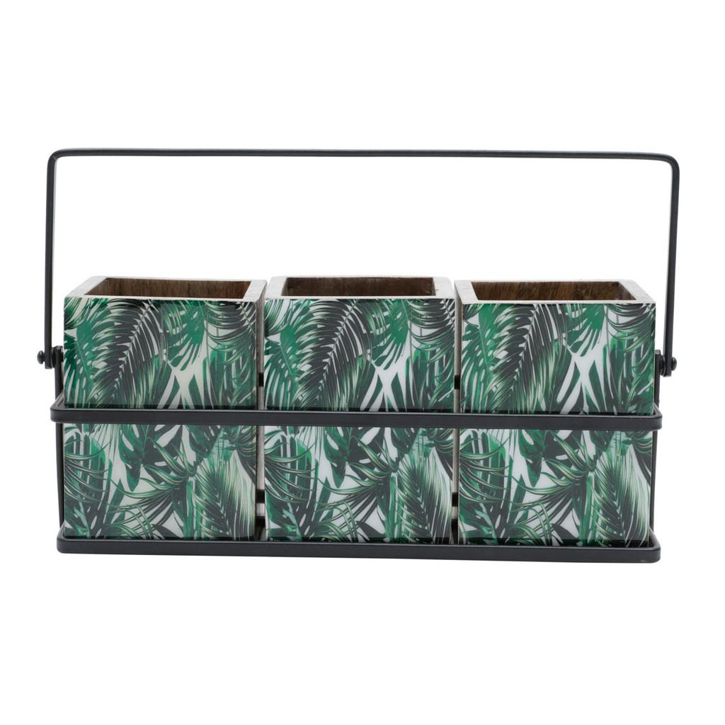 Porta talher em madeira Leaf 25x9x11cm