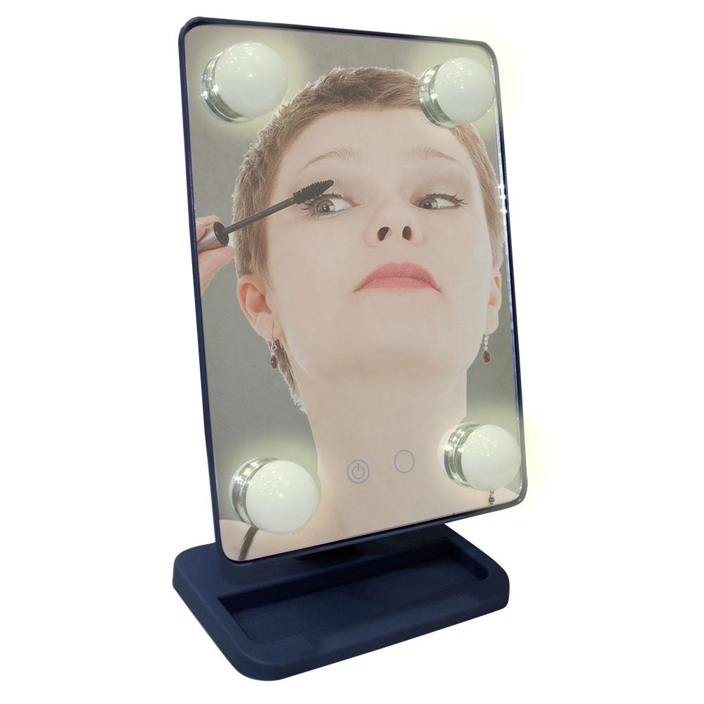 Espelho para maquiagem Vivitar Vanity Mirror com iluminação por LED e rotação 360° - Cinza
