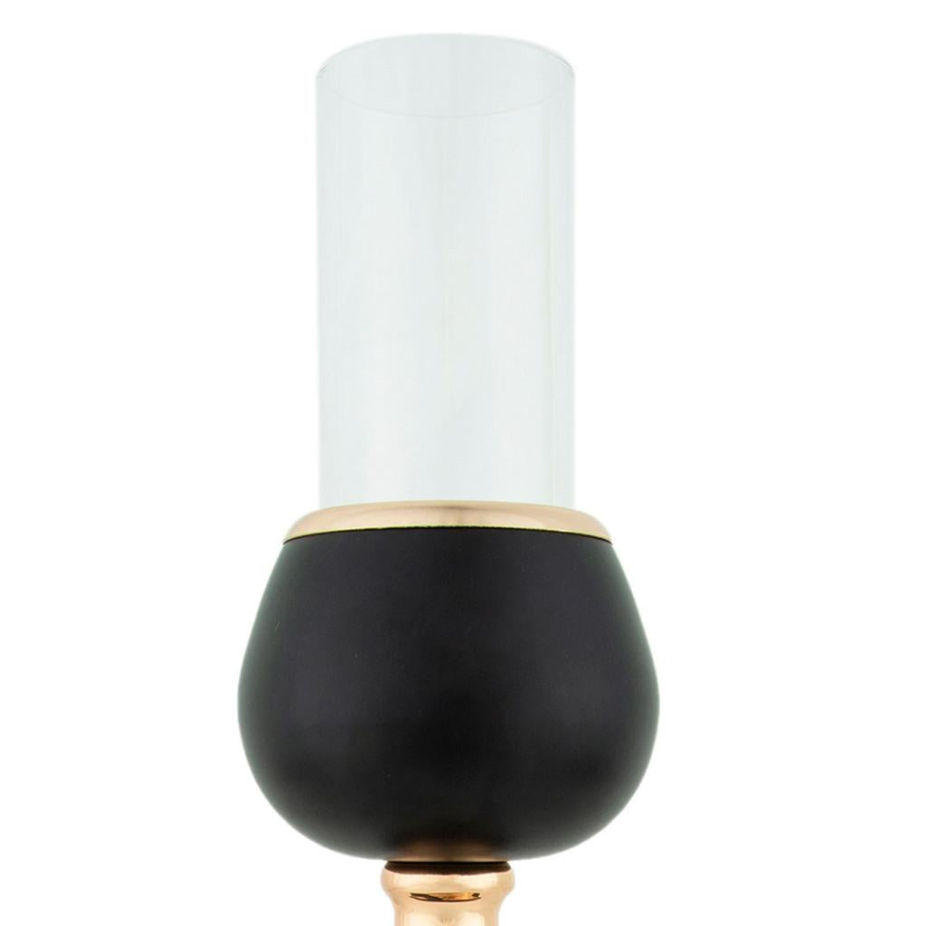 Castiçal metal preto/dourado 10x38cm