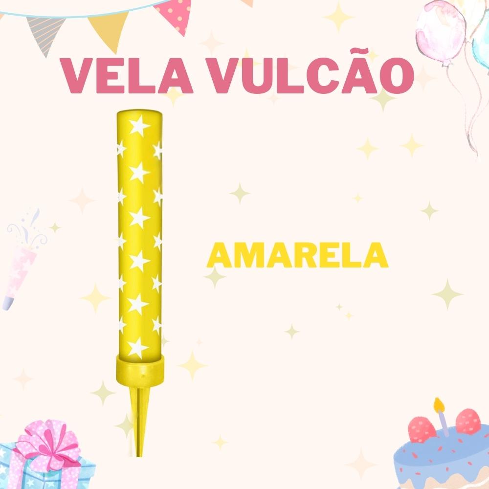 Vela Aniversário Vulcão Chama Foguete Cascata - Silver Festa