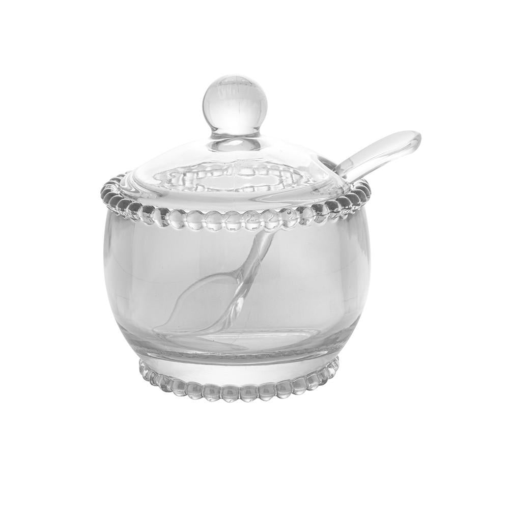 Açucareiro em Cristal Pearl com colher 10x8x7cm
