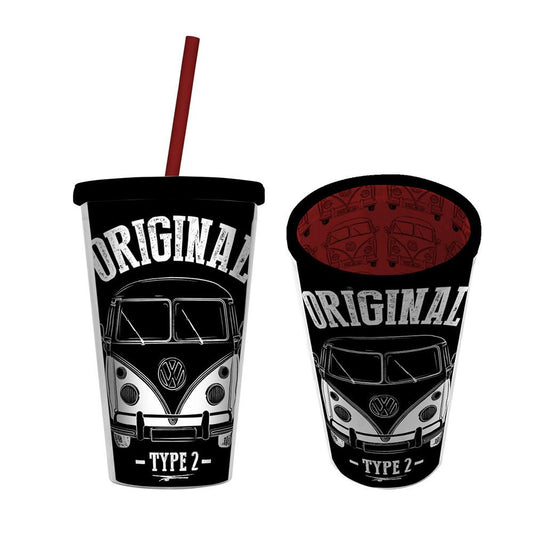 Copo Plástico com Canudo - Kombi