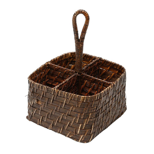 Porta Talheres de Rattan 19X19X27Cm