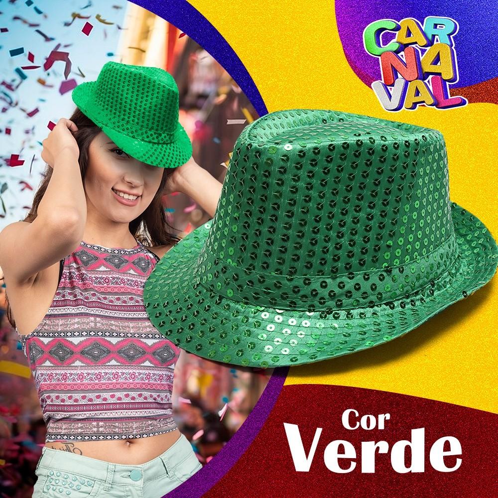 Chapéu Malandro Carnaval Mais Gravata Borboleta Look Brilhante