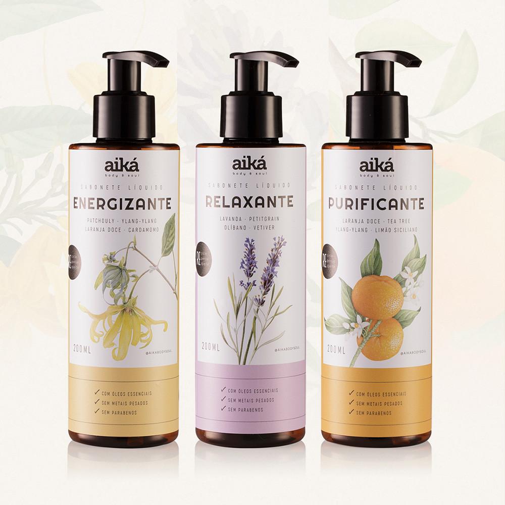Sabonete Líquido Natural Com Óleos Essenciais 200ml Aiká