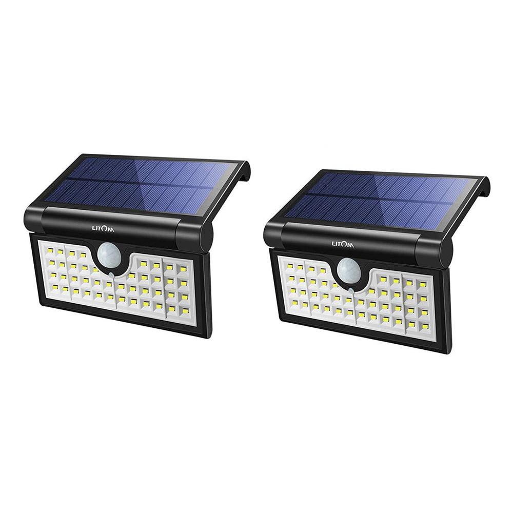 Conjunto 2 Luminárias LED LITOM X001-W1RY79 energia Solar c/ acionamento por movimento