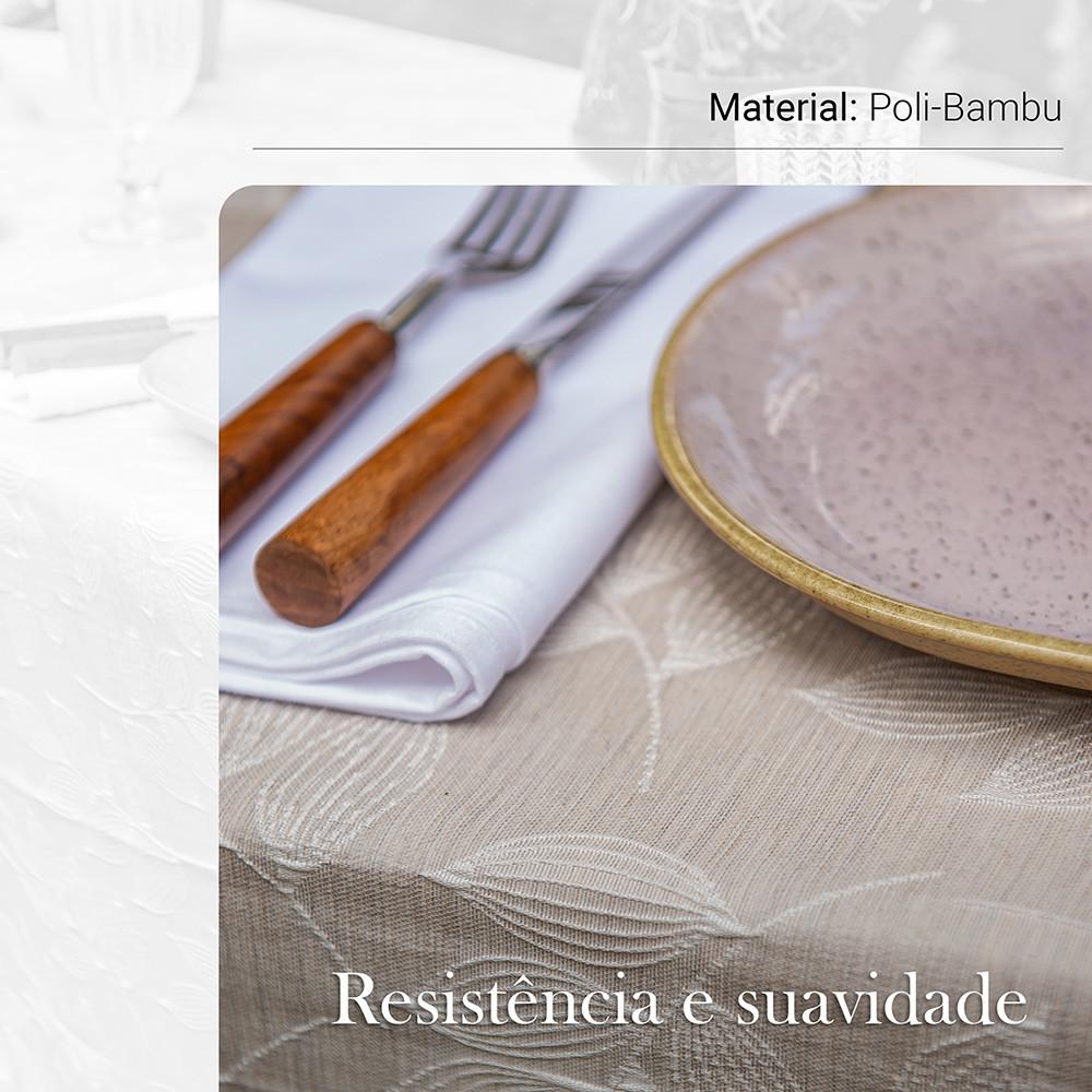 Toalha De Mesa Jacquard Bordado Folhas Rafimex Poli-Bambu 180x350Cm
