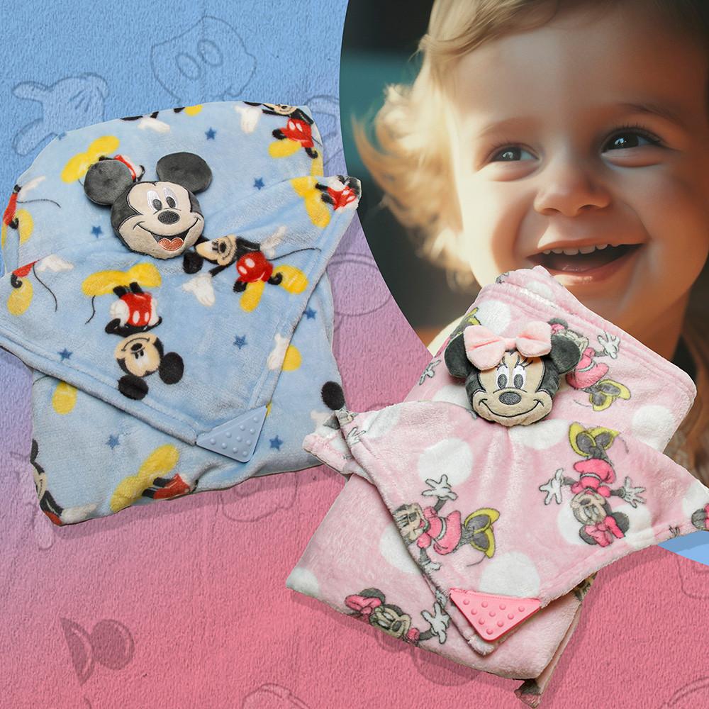 Kit Manta E Naninha Disney Baby Mickey Ou Minnie 75x90Cm Jolitex