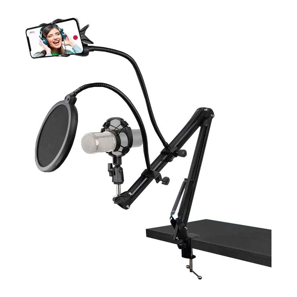 Kit Streaming Vivitar com Suporte de mesa para Microfone e Smartphone