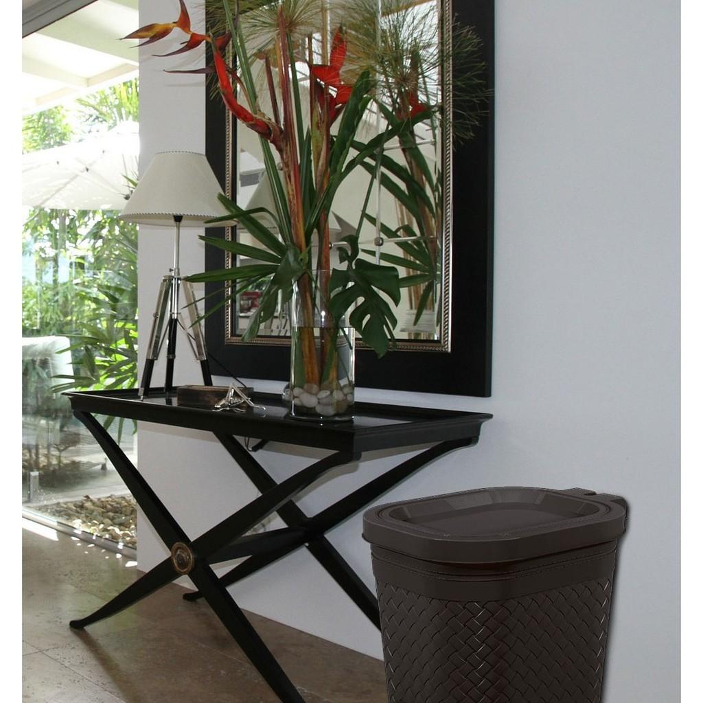 Lixeira com Pedal 14,7l Craft Coza 32,6 x 25,5 x 32,4 cm - Marrom