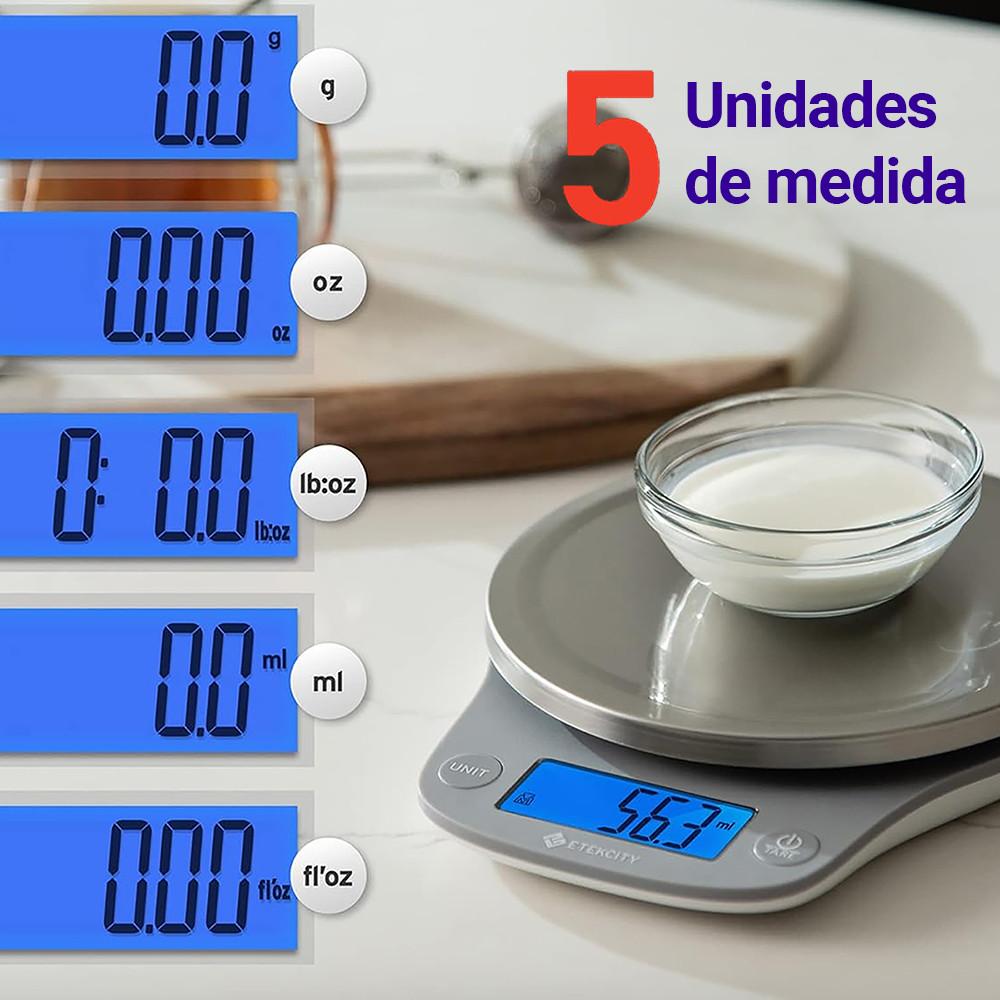 Balança Digital De Cozinha Com Ampla Plataforma De Pesagem E Capacidade Até 5000g