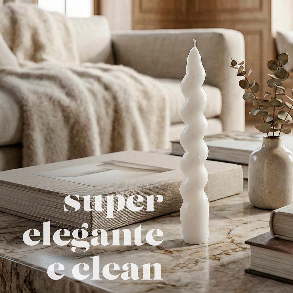 Vela Decorativa Castiçal Ondas 19,5Cm Com Design Moderno 85g