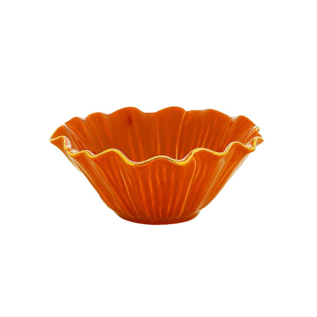 Vaso Decorativo Flor em Porcelana 15 cm x 7 cm cor Laranja