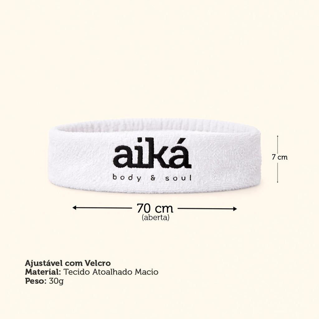 Faixa De Cabelo Para Skincare Branca Atoalhada Com Velcro