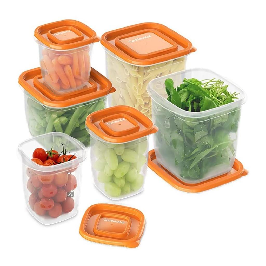 Kit Potes de Plástico Continental 6 unidades  - Laranja