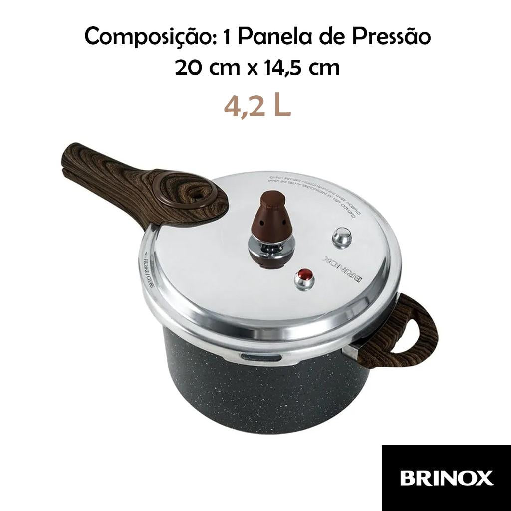 Panela De Pressão Ceramic Life Pressure 4,2L Com Cabo Baquelite Brinox