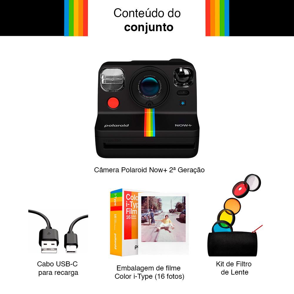 Câmera Instantânea Polaroid Now+ 2ª Geração Sustentável E Filme i-Type 16 Fotos
