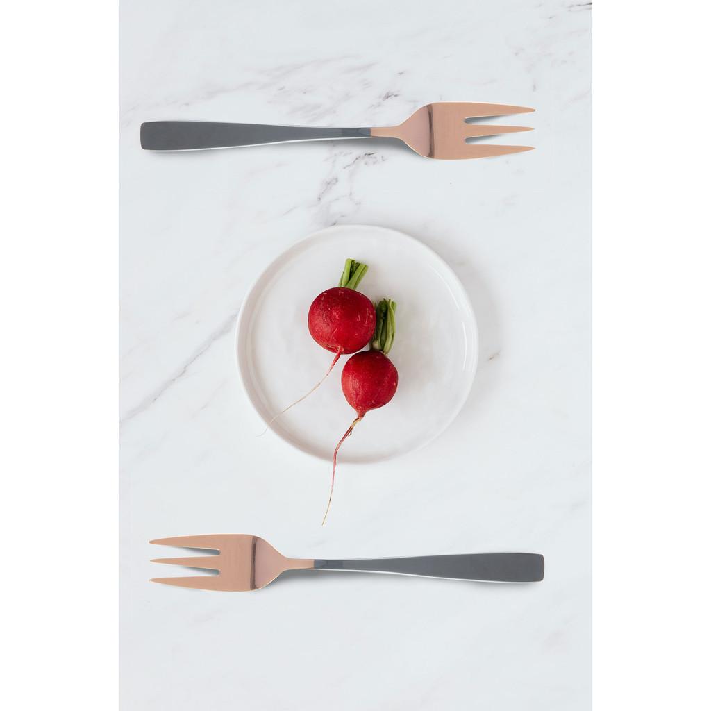 Conjunto com 6 garfos em aço inox para bolo Pisa rosé gold/preto