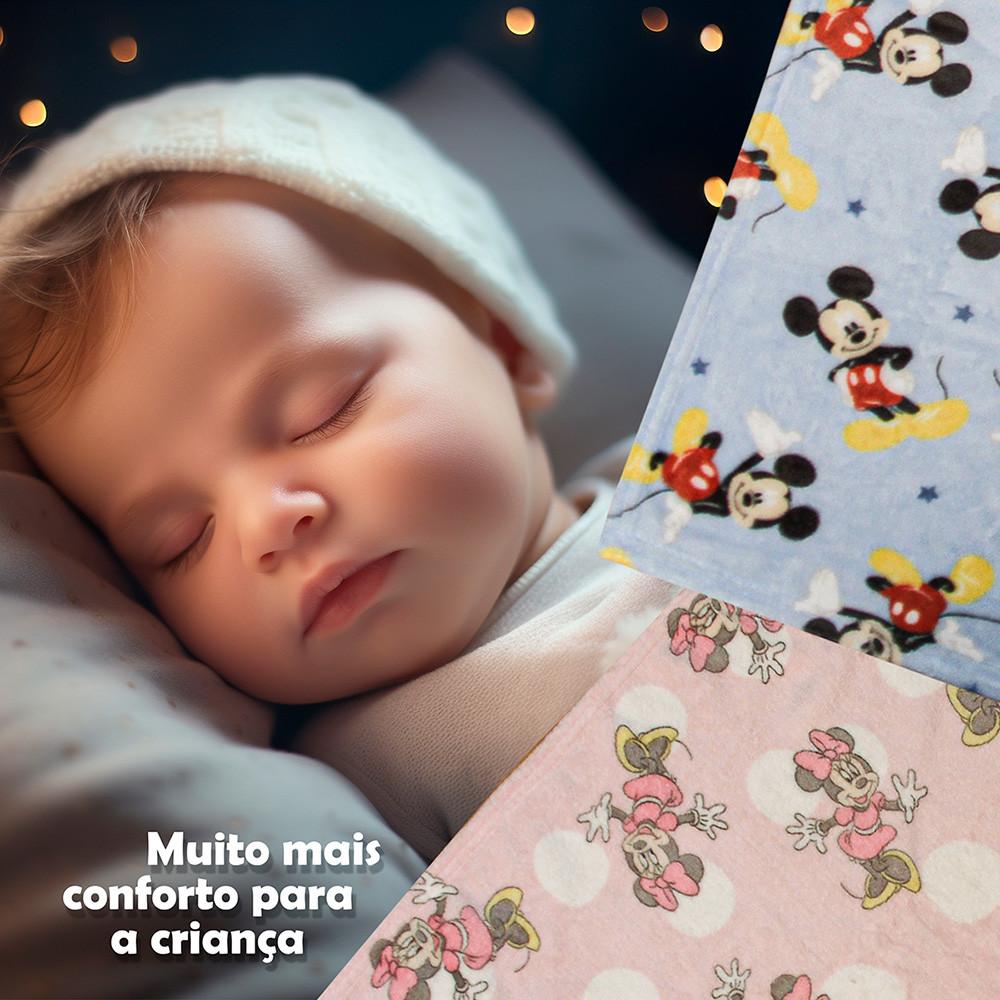 Kit Manta E Naninha Disney Baby Mickey Ou Minnie 75x90Cm Jolitex