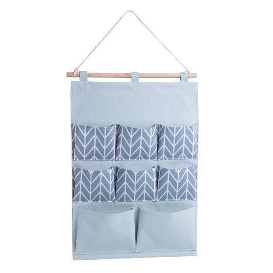 Organizador de parede em poliéster Chevron com 8 bolsos - 35x48cm