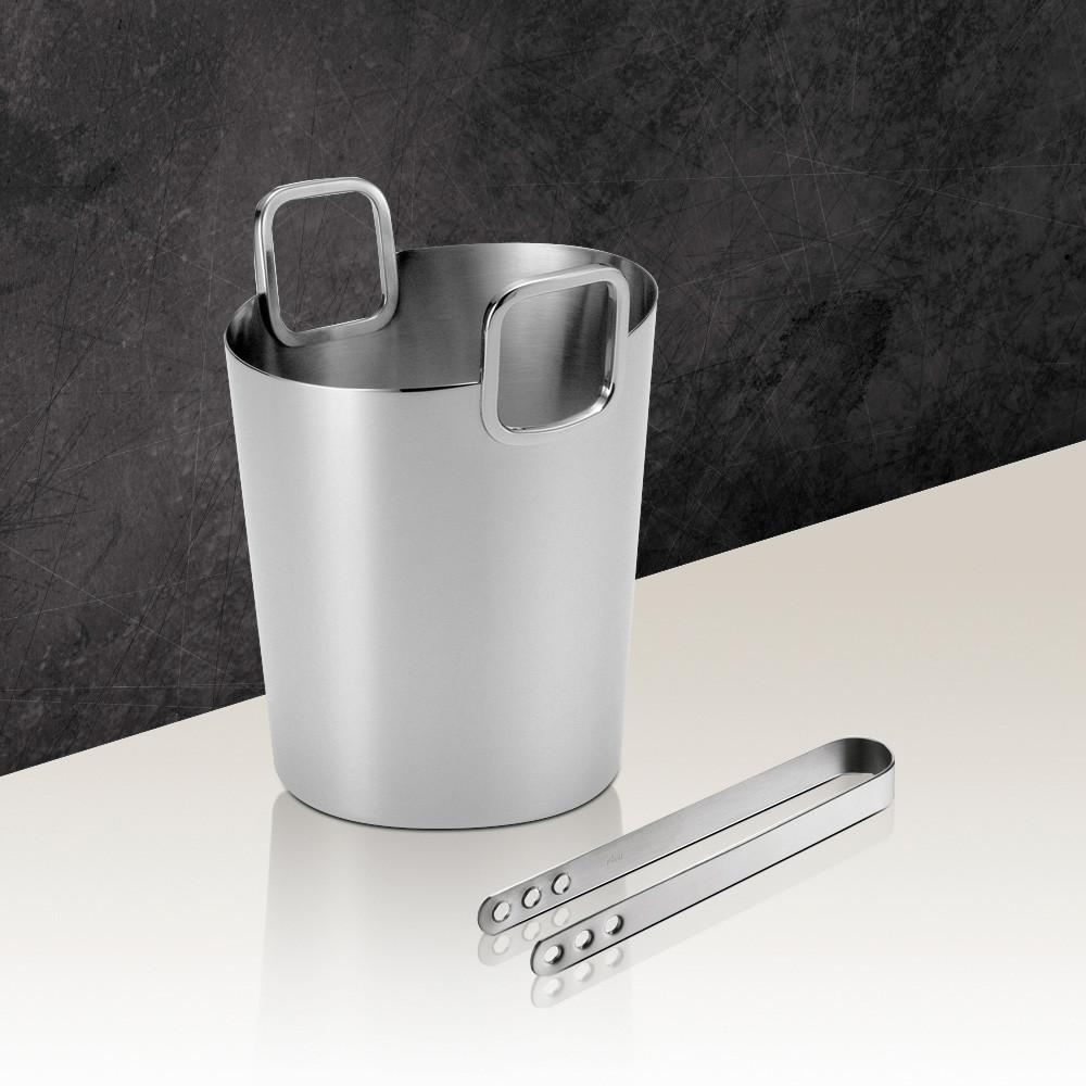 Balde Cori Inox 0.8 Litros Para Gelo Com Pinça Design Elegante E Funcional Riva