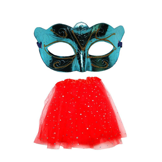 Kit Máscara De Carnaval Mais Saia De Tule 40cm Look Perfeito