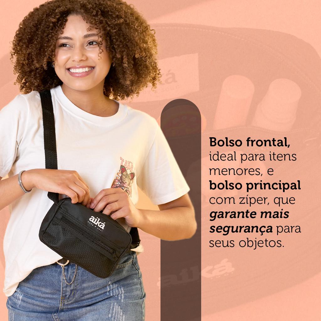 Bolsa De Ombro Mini Bag Preta Com Bolso E Alça Regulável