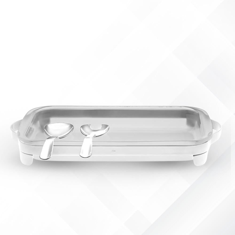Suporte Com Refratário Frozen Glass 2.2L E Talheres Sion Inox Elegância E Praticidade Riva