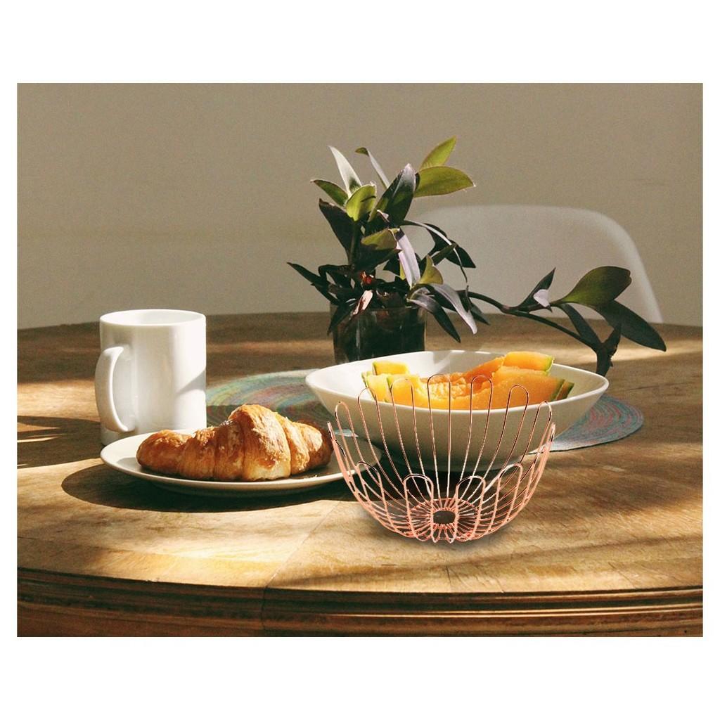 Fruteira de ferro cromado rosé 33x19cm