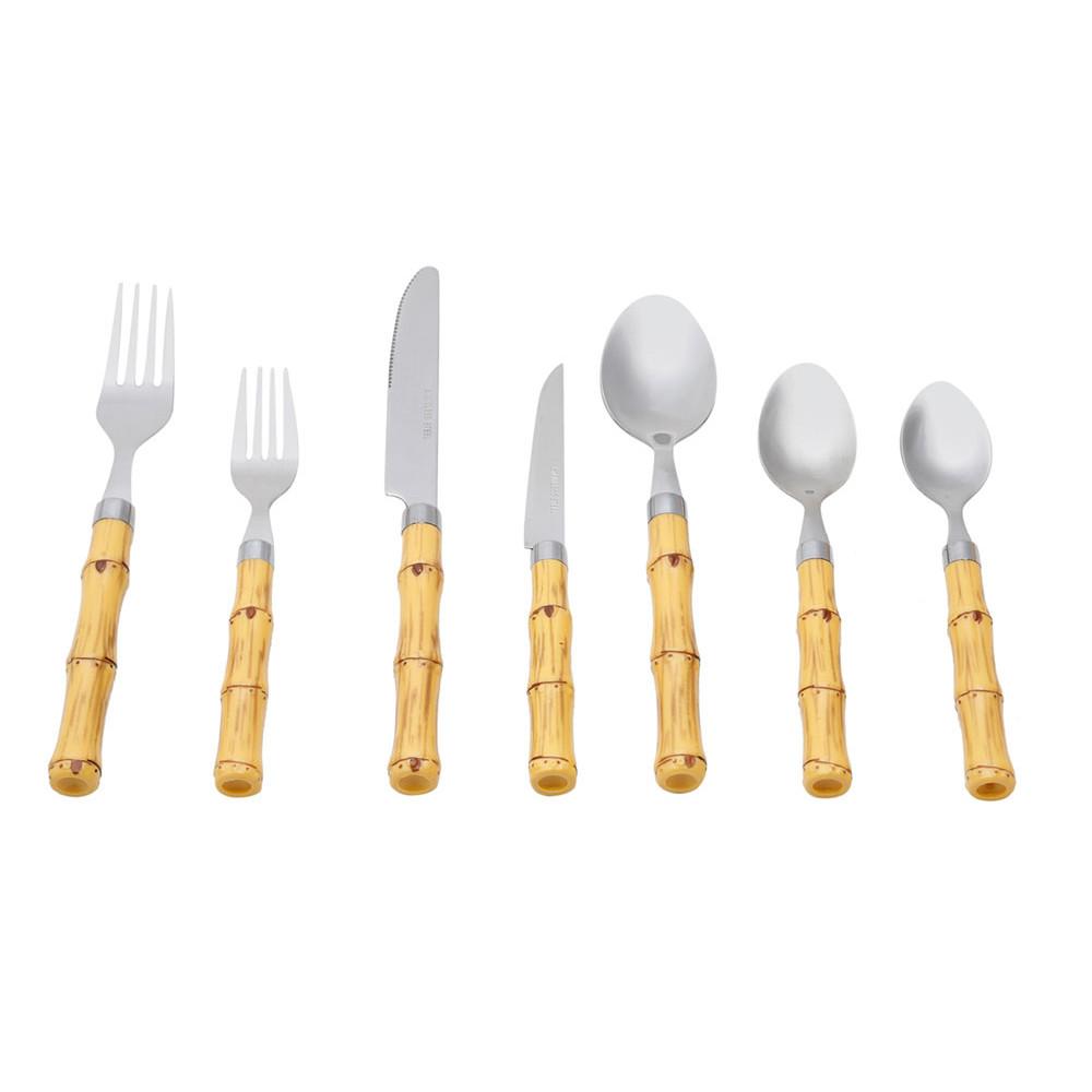 Faqueiro de Aço Inox 42 Pcs C/Cabo de Plástico Bamboo