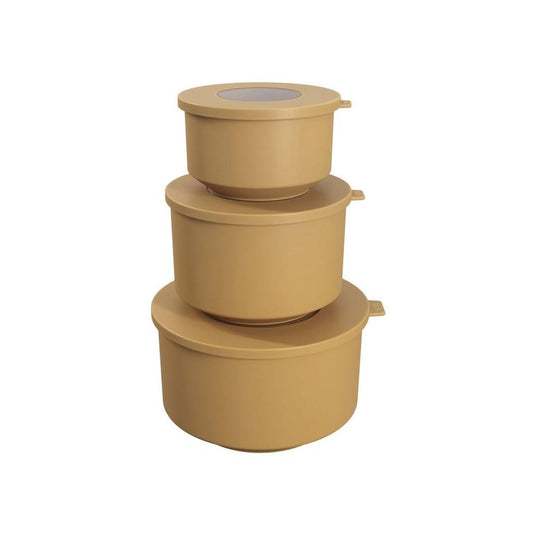 Conjunto de 3 Potes Hoop 8,3 x 19,6 x 11 cm / 500ml, 1L, 2L - Amarelo Coza