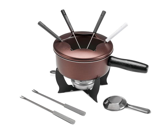 Kit para fondue 10 Peças Fondue e Petiscos 19,5x19,5x16 cm