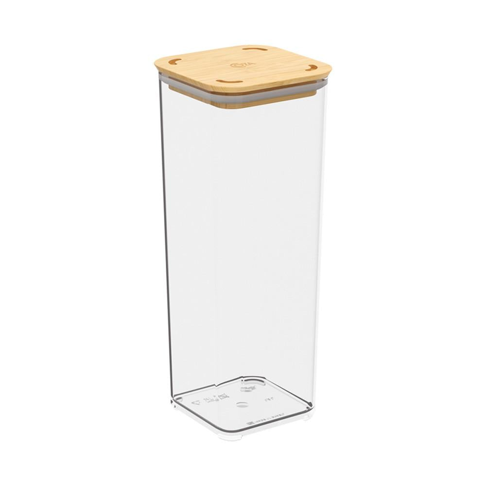 Pote Hermético Quadrado 1,5L Tampa Bambu BPA Free Coza Prático E Moderno