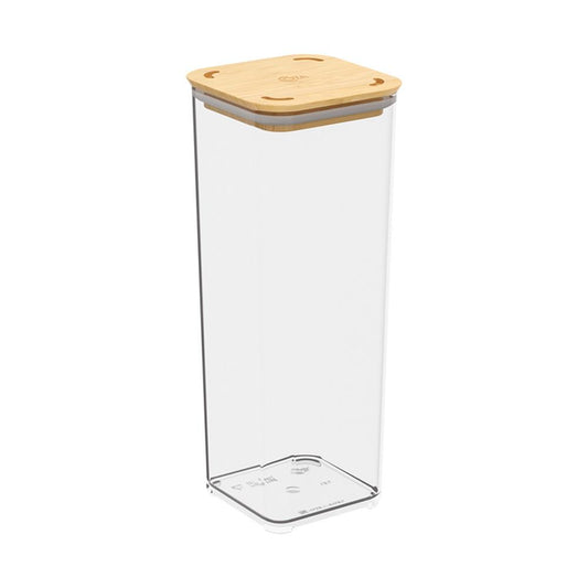 Pote Hermético Quadrado 1,5L Tampa Bambu BPA Free Coza Prático E Moderno