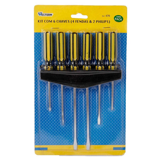 Kit com 6 Chaves Fenda e Philips Western