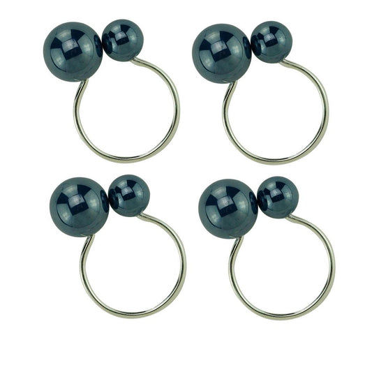 Conjunto com 4 anéis para guardanapos em plástico Bolas azul 4x3x7cm