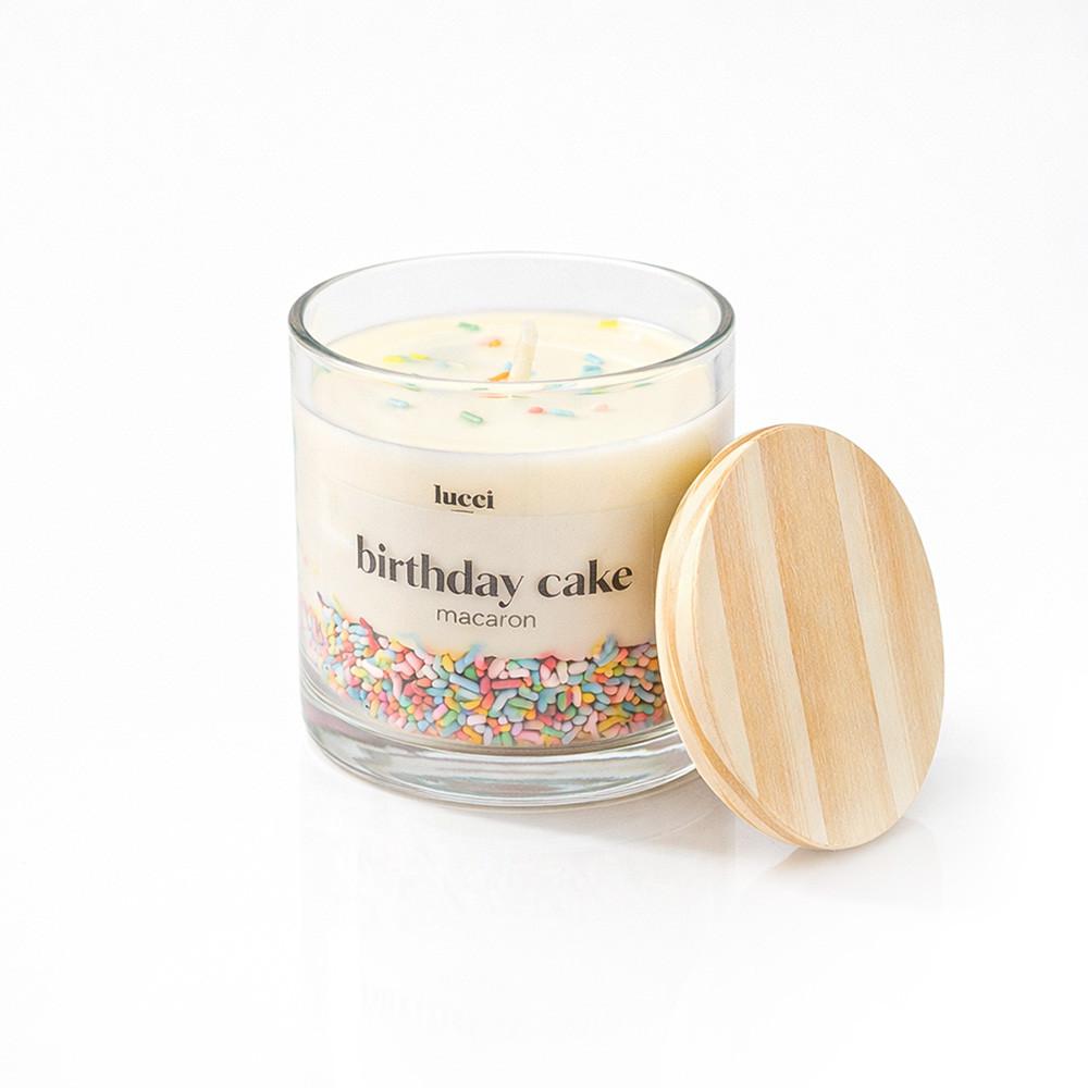 Vela Decorativa Aromática Birthday Cake Vidro Com Tampa 250g
