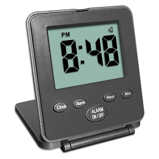 Relógio Digital LED de Viagem com Visor Grande, Alarme, Dimmer e Tampa Protetora