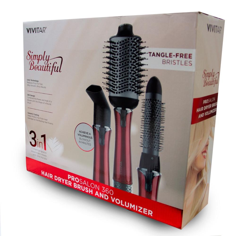 Escova Secadora de cabelo com 3 cabeças intercambiáveis 1000W